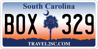 SC license plate BOX329