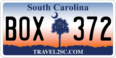 SC license plate BOX372