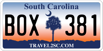 SC license plate BOX381
