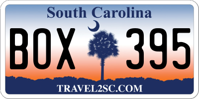 SC license plate BOX395