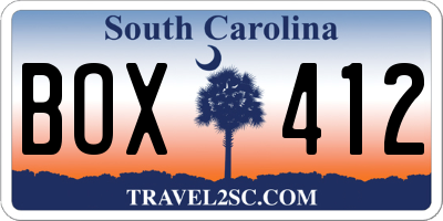 SC license plate BOX412