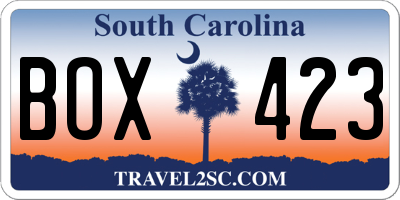 SC license plate BOX423