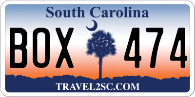 SC license plate BOX474