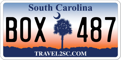 SC license plate BOX487