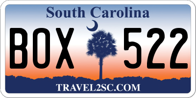SC license plate BOX522