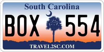 SC license plate BOX554