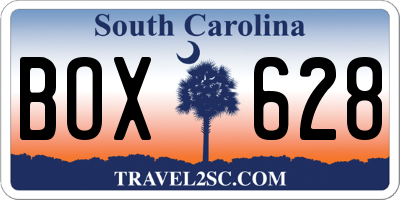 SC license plate BOX628