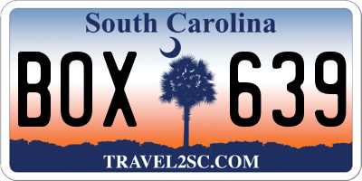 SC license plate BOX639