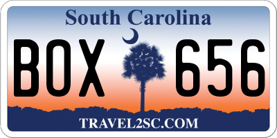 SC license plate BOX656