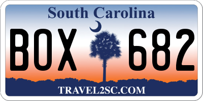 SC license plate BOX682