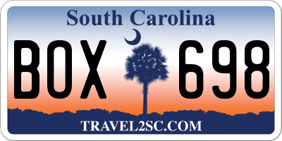 SC license plate BOX698