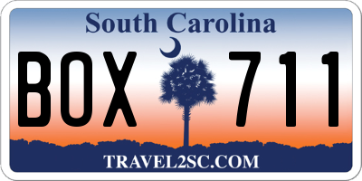 SC license plate BOX711