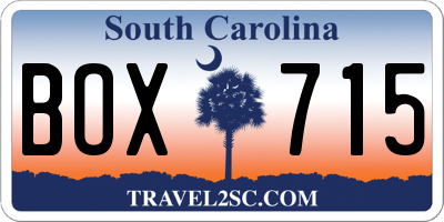 SC license plate BOX715