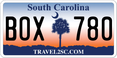 SC license plate BOX780