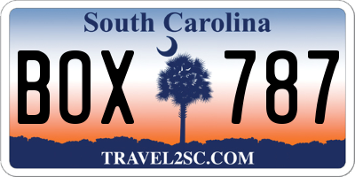 SC license plate BOX787