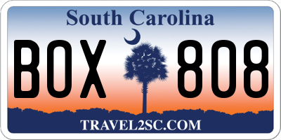 SC license plate BOX808