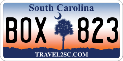 SC license plate BOX823