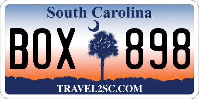 SC license plate BOX898