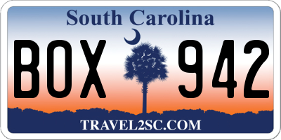 SC license plate BOX942