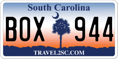 SC license plate BOX944