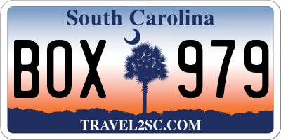 SC license plate BOX979
