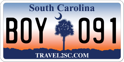 SC license plate BOY091