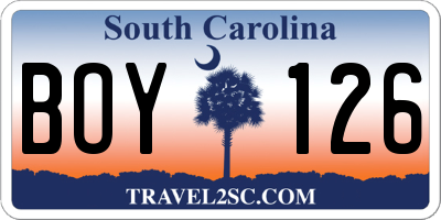 SC license plate BOY126