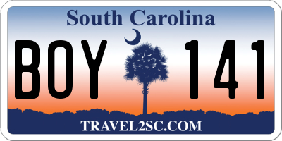 SC license plate BOY141