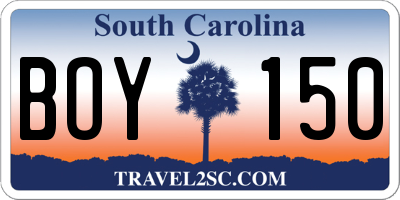 SC license plate BOY150