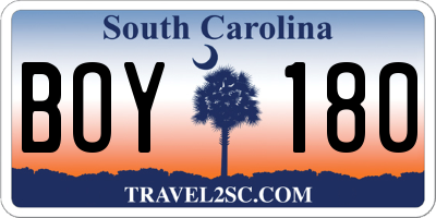 SC license plate BOY180