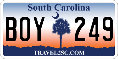 SC license plate BOY249