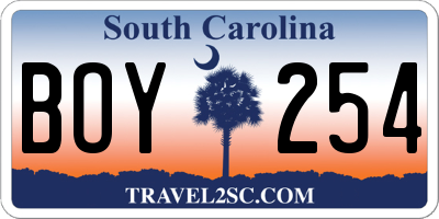 SC license plate BOY254