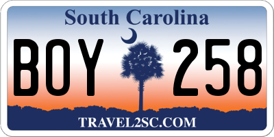 SC license plate BOY258