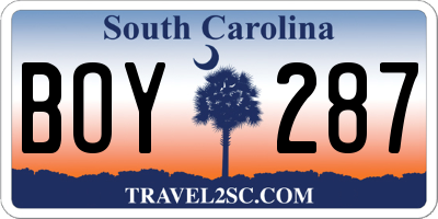 SC license plate BOY287