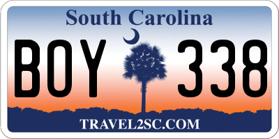 SC license plate BOY338