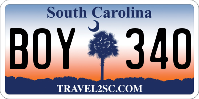 SC license plate BOY340