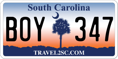 SC license plate BOY347
