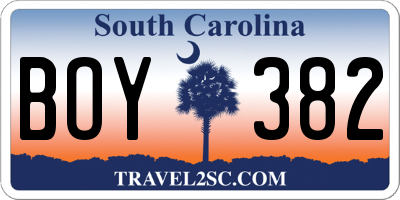 SC license plate BOY382