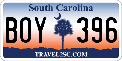 SC license plate BOY396