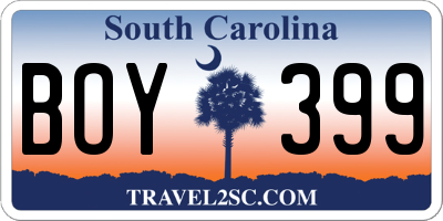 SC license plate BOY399