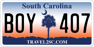 SC license plate BOY407