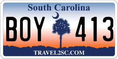 SC license plate BOY413
