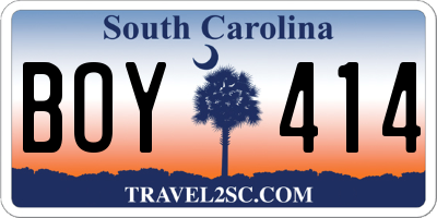 SC license plate BOY414