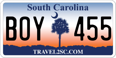 SC license plate BOY455
