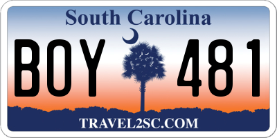SC license plate BOY481