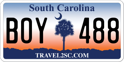 SC license plate BOY488