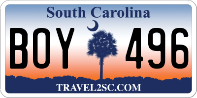 SC license plate BOY496