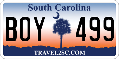 SC license plate BOY499
