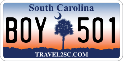 SC license plate BOY501