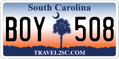 SC license plate BOY508